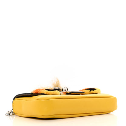 Fendi Nappa Rabbit Fox Fur Micro Buggie Baguette Sunflower 4 of 6