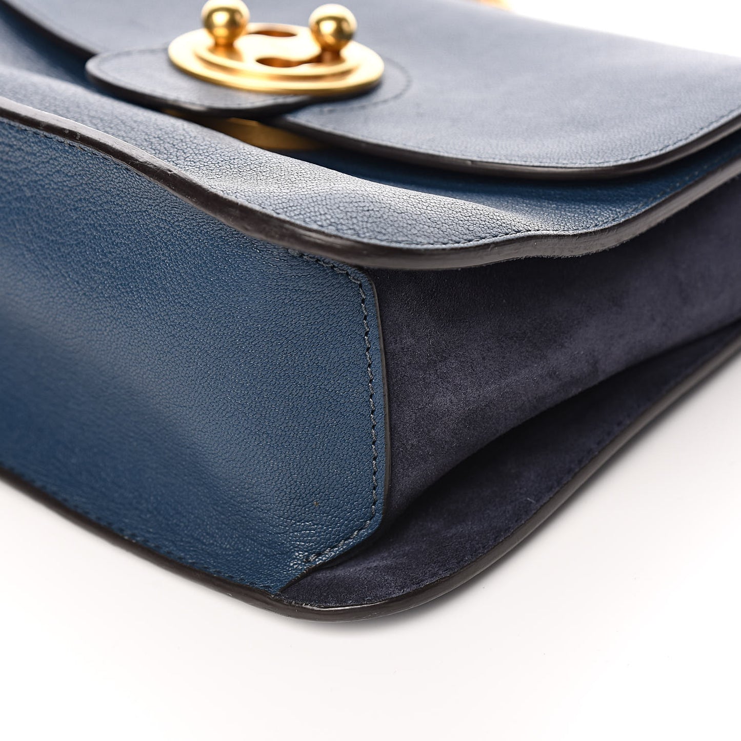 Goatskin Medium Mily Shoulder Bag Denim Blue