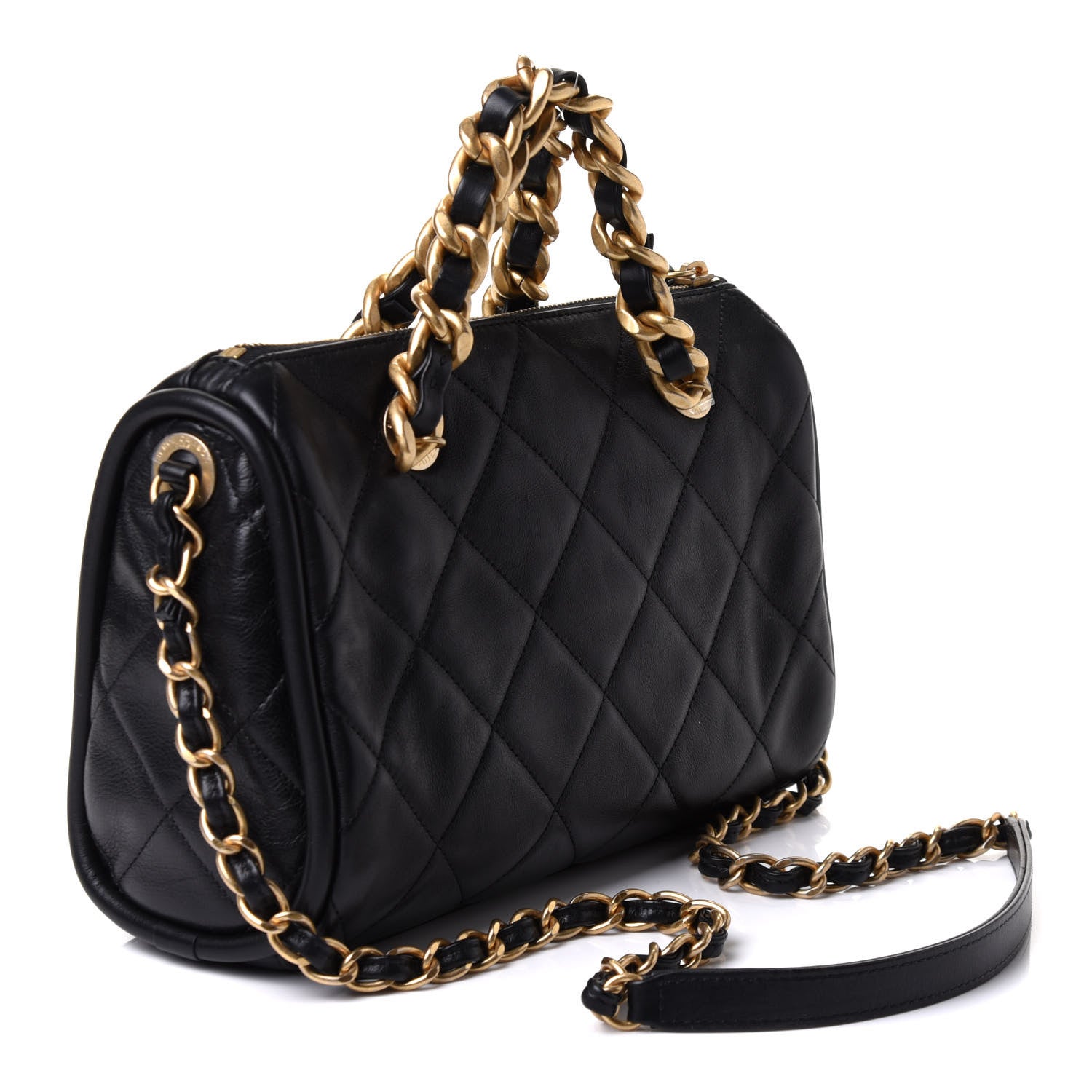 Chanel Shiny Lambskin Quilted Fashion Therapy Bowling Bag Black 3 of 11