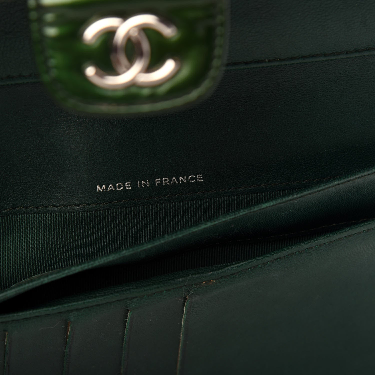 Chanel Patent Quilted Large Flap Wallet Green 8 of 9