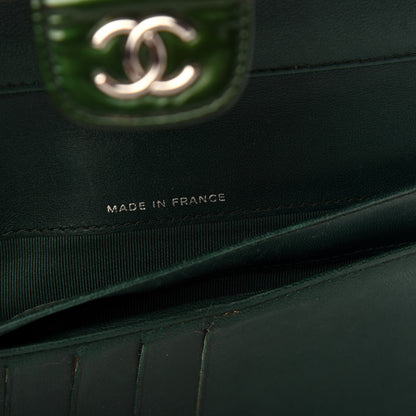 Chanel Patent Quilted Large Flap Wallet Green 8 of 9