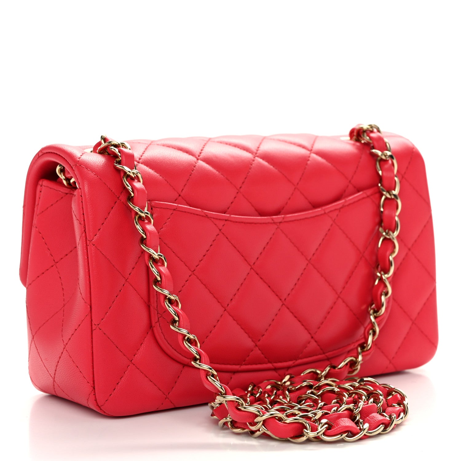 Chanel Lambskin Quilted Mini Rectangular Flap Dark Pink 3 of 10