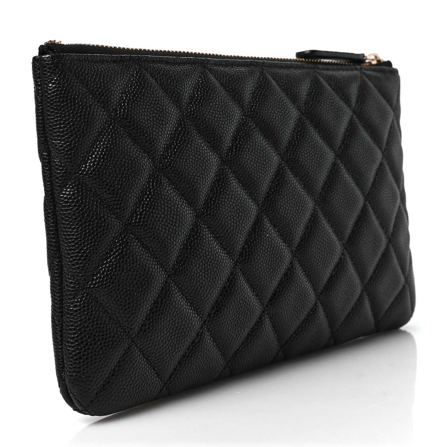 Shiny Caviar Quilted Strass CC Cosmetic Case Black