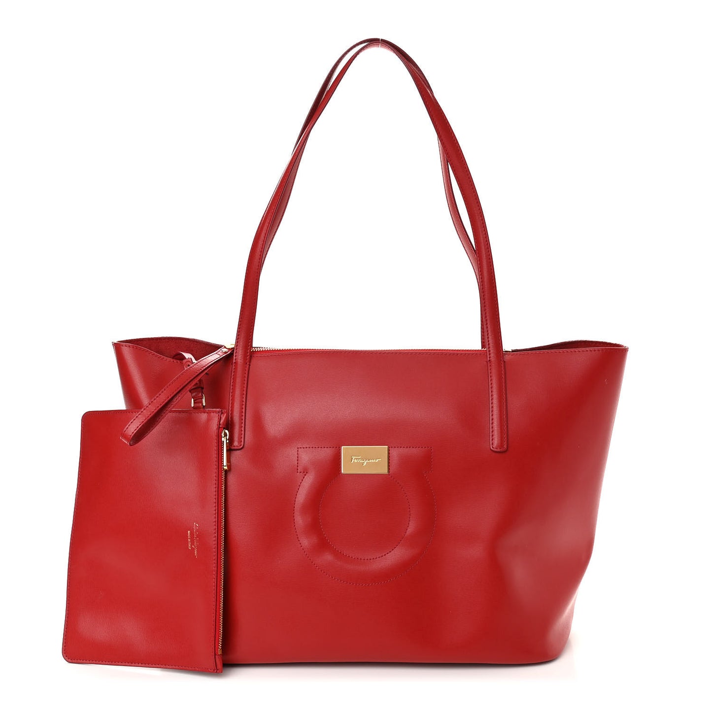 Calfskin Medium Gancini Tote Red
