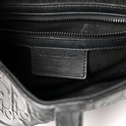 Christian Dior Calfskin Embossed Oblique Saddle Bag Black 6 of 10