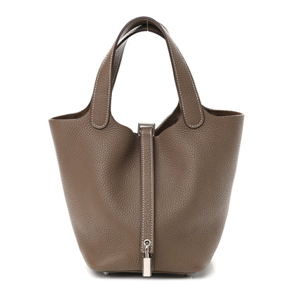 Hermes Taurillon Clemence Picotin Lock 18 PM Etoupe 1 of 9