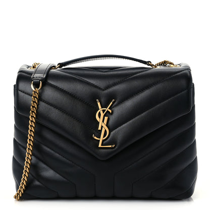 Saint Laurent Calfskin Y Quilted Monogram Small Loulou Chain Satchel Black 1 of 8