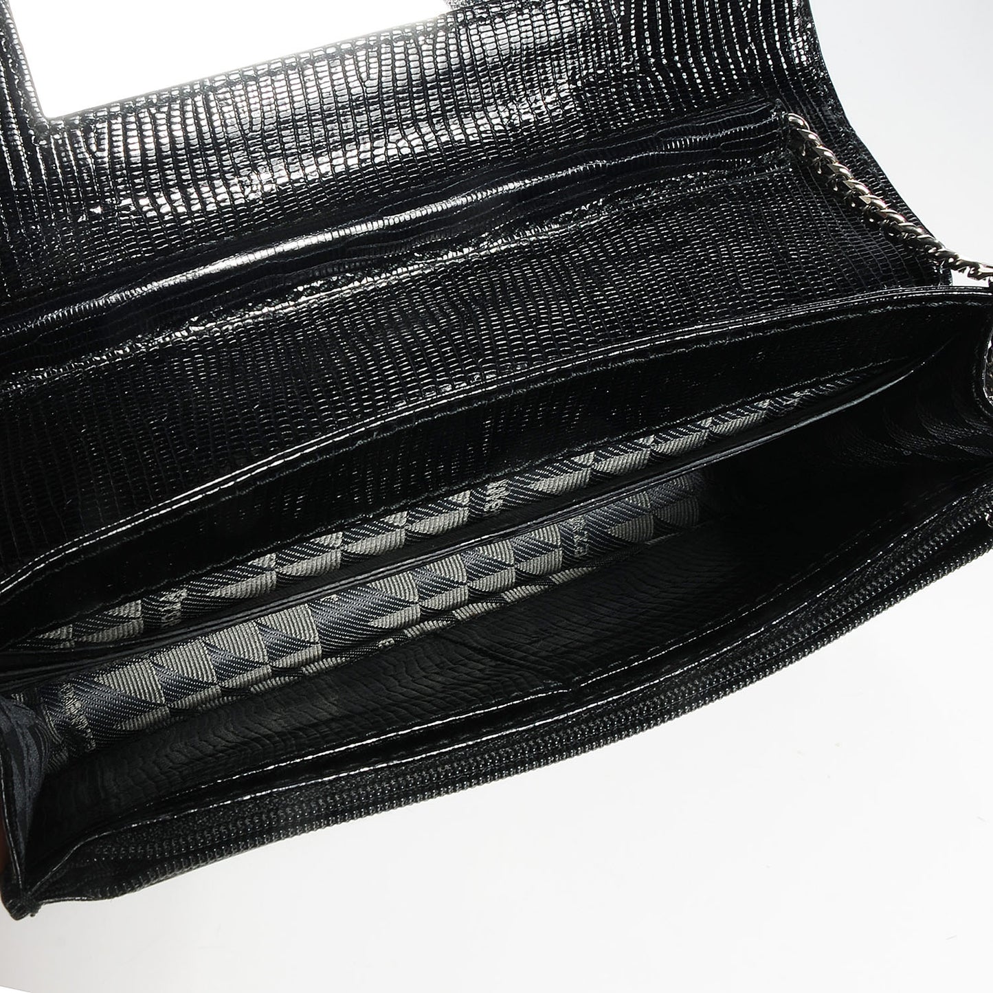 Lizard Printed PS1 Large Chain Wallet Black