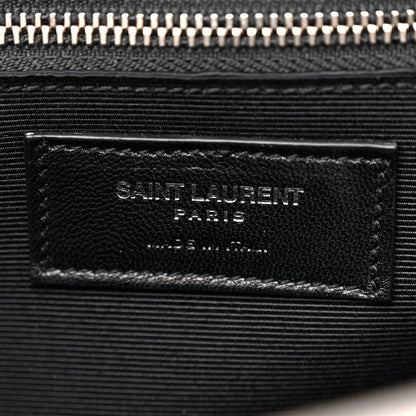 Saint Laurent Grain De Poudre Matelasse Chevron Large Monogram Satchel Light Grey 6 of 13