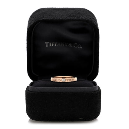 Tiffany 18K Rose Gold Diamond 3mm Logo Band Ring 45 3.25 5 of 5