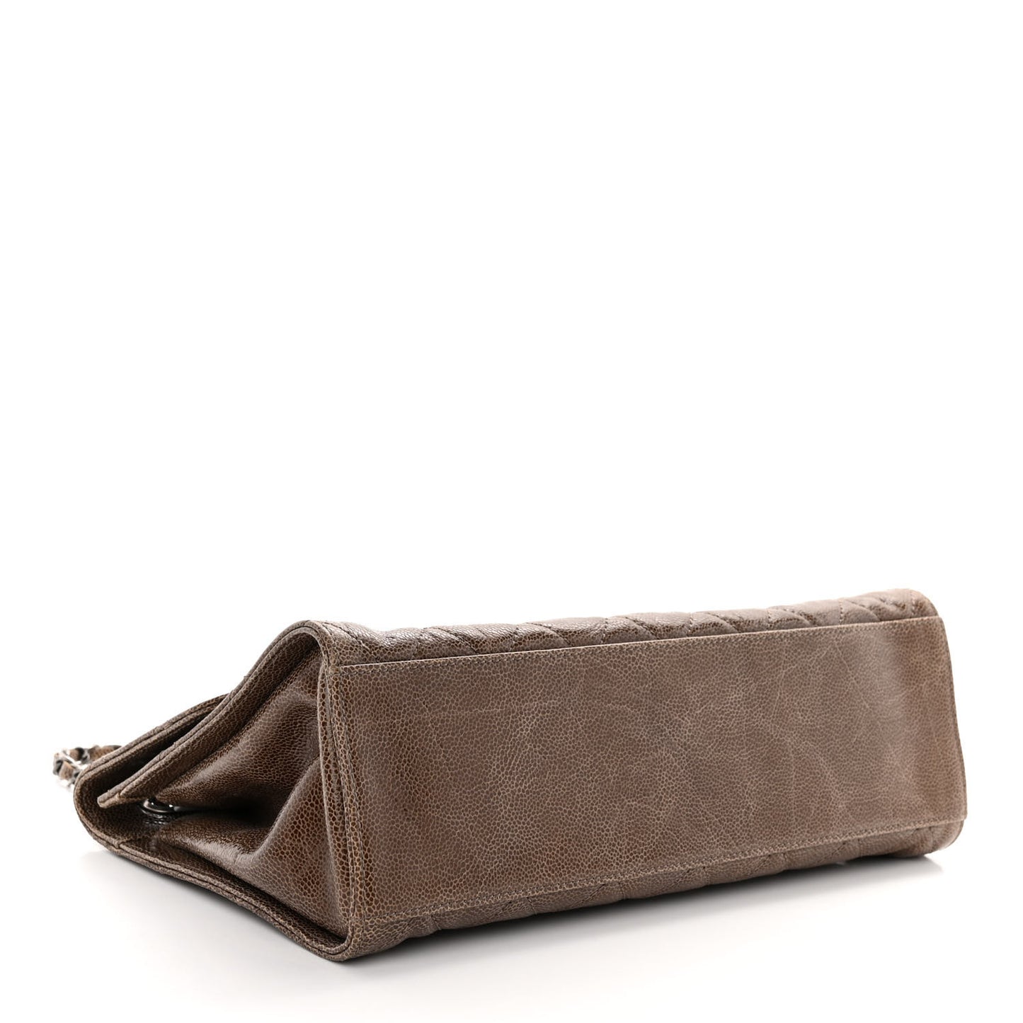 Crumpled Grained Calfskin Jumbo CC Crave Flap Brown