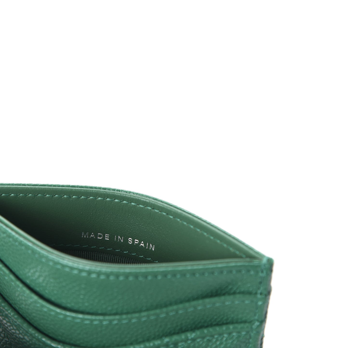 Caviar Quilted Card Holder Green