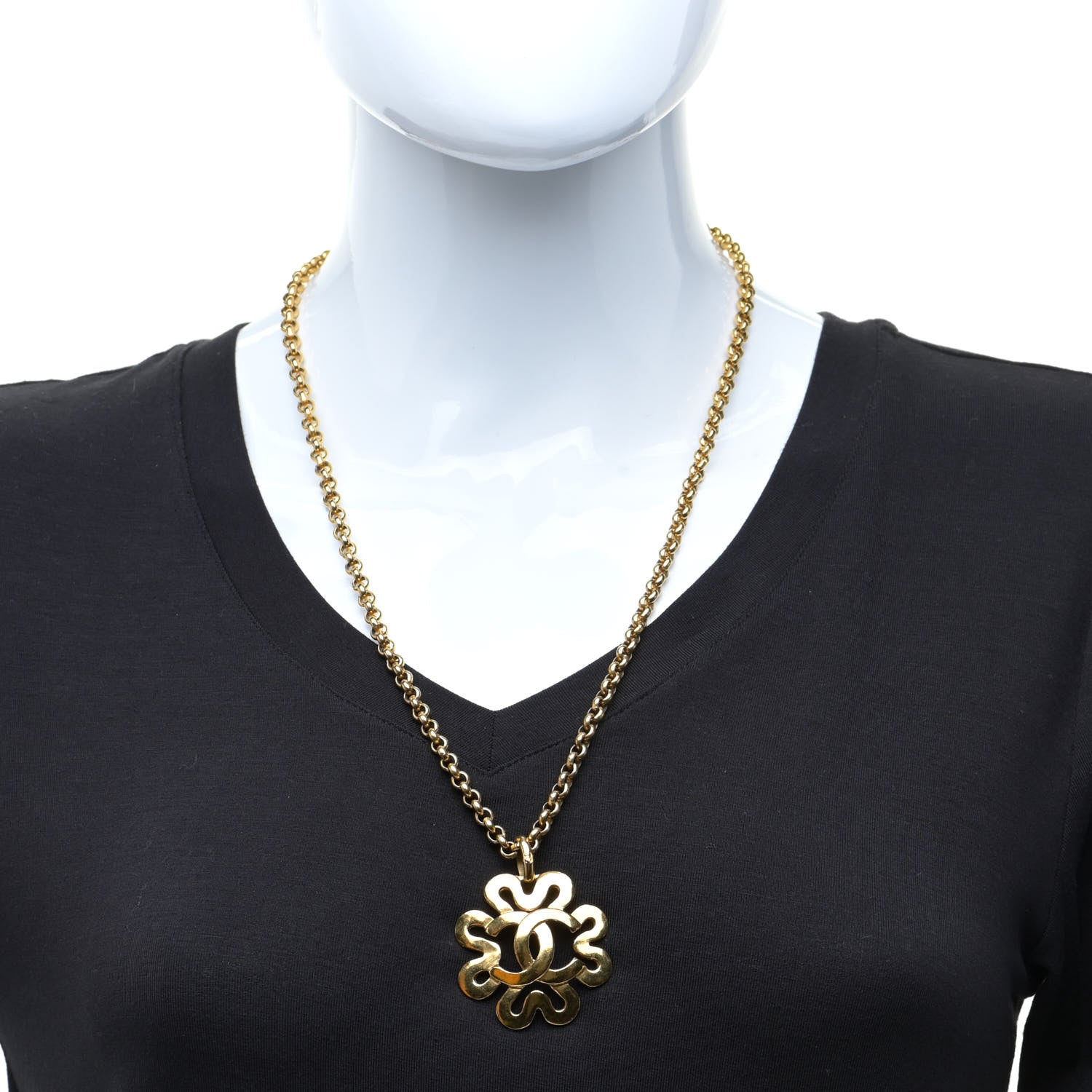 Chanel CC Flower Necklace Gold 2 of 6