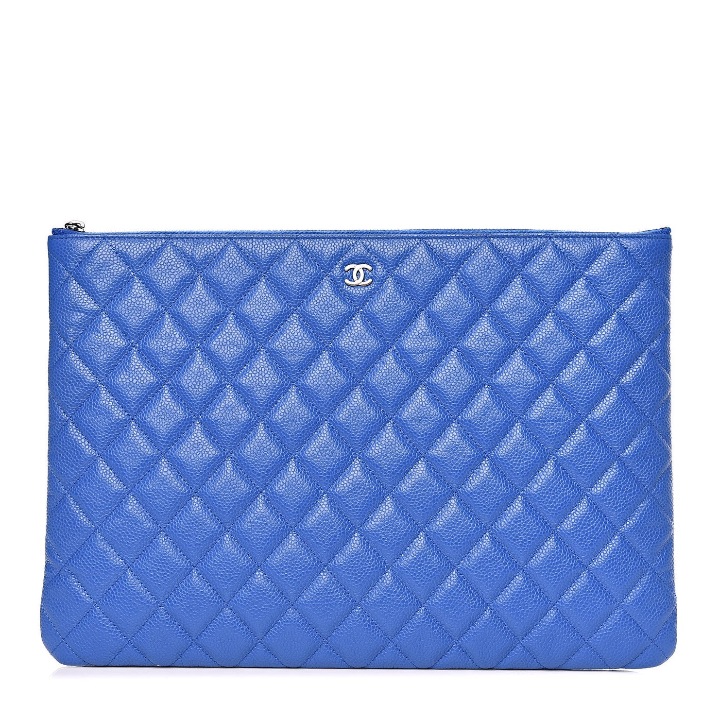 Caviar Quilted Large Cosmetic Case Blue