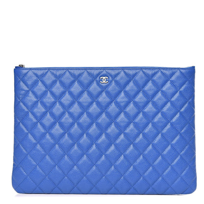 Chanel Caviar Quilted Large Cosmetic Case Blue 1 of 9