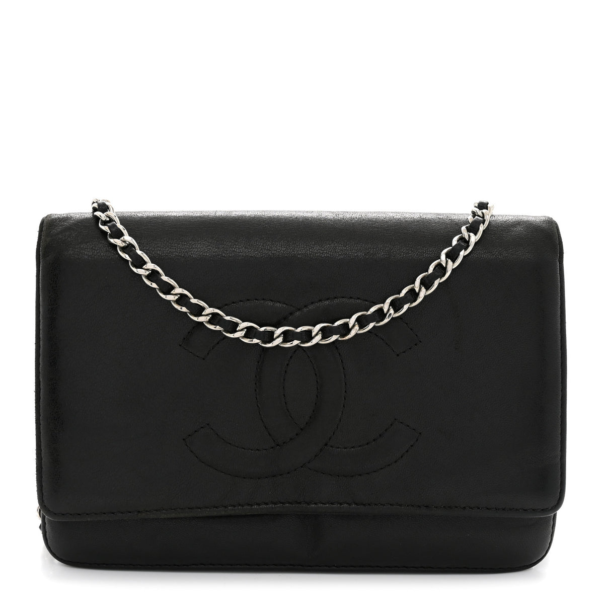 Chanel Lambskin Timeless CC Wallet On Chain WOC Black 1 of 14
