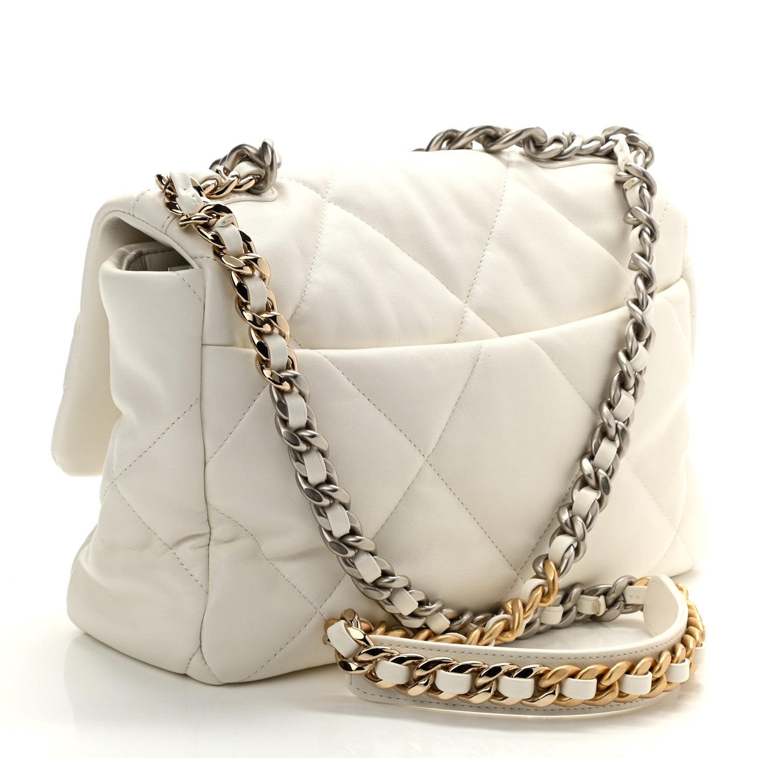 Chanel Lambskin Quilted Large Chanel 19 Flap White 3 of 10