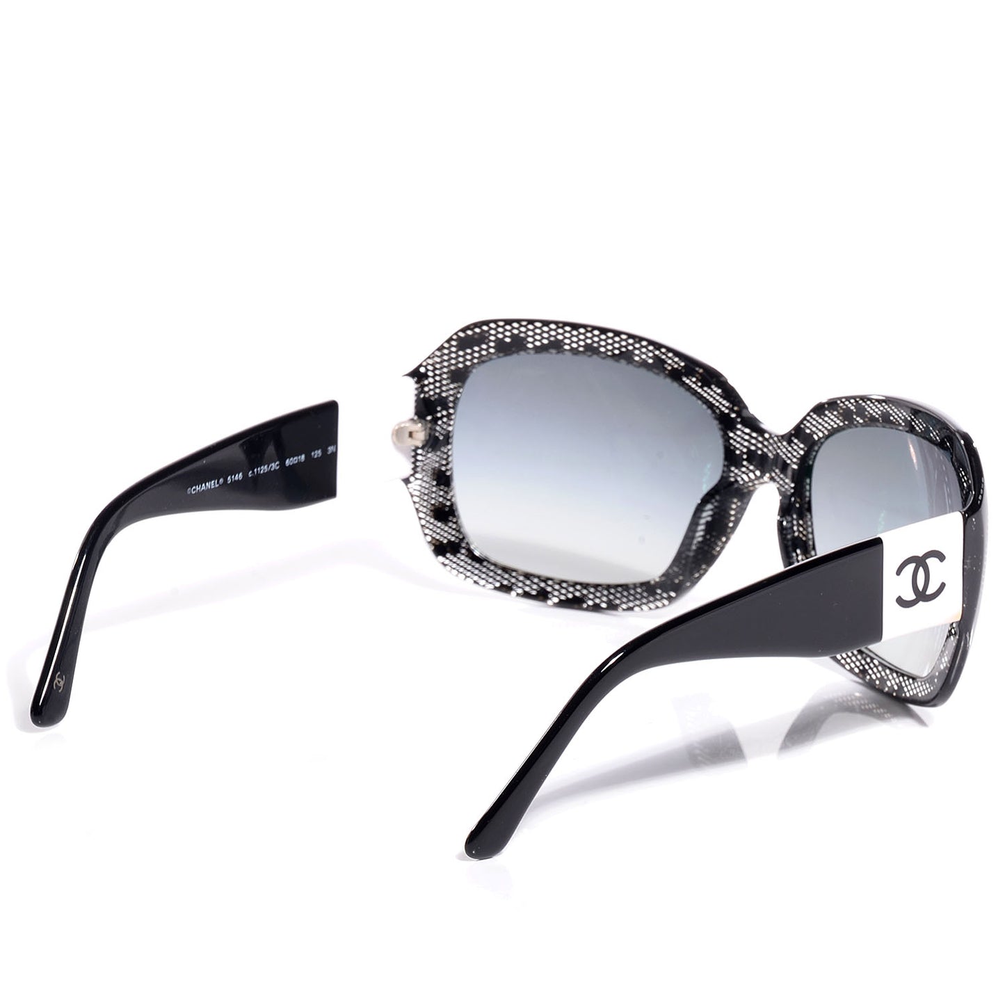 Acetate CC Lace Effect Sunglasses 5146 Black White