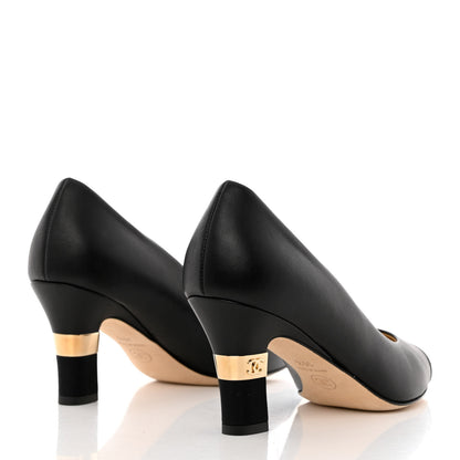 Chanel Lambskin Grosgrain Cap Toe CC Pumps 36.5 Black 4 of 10