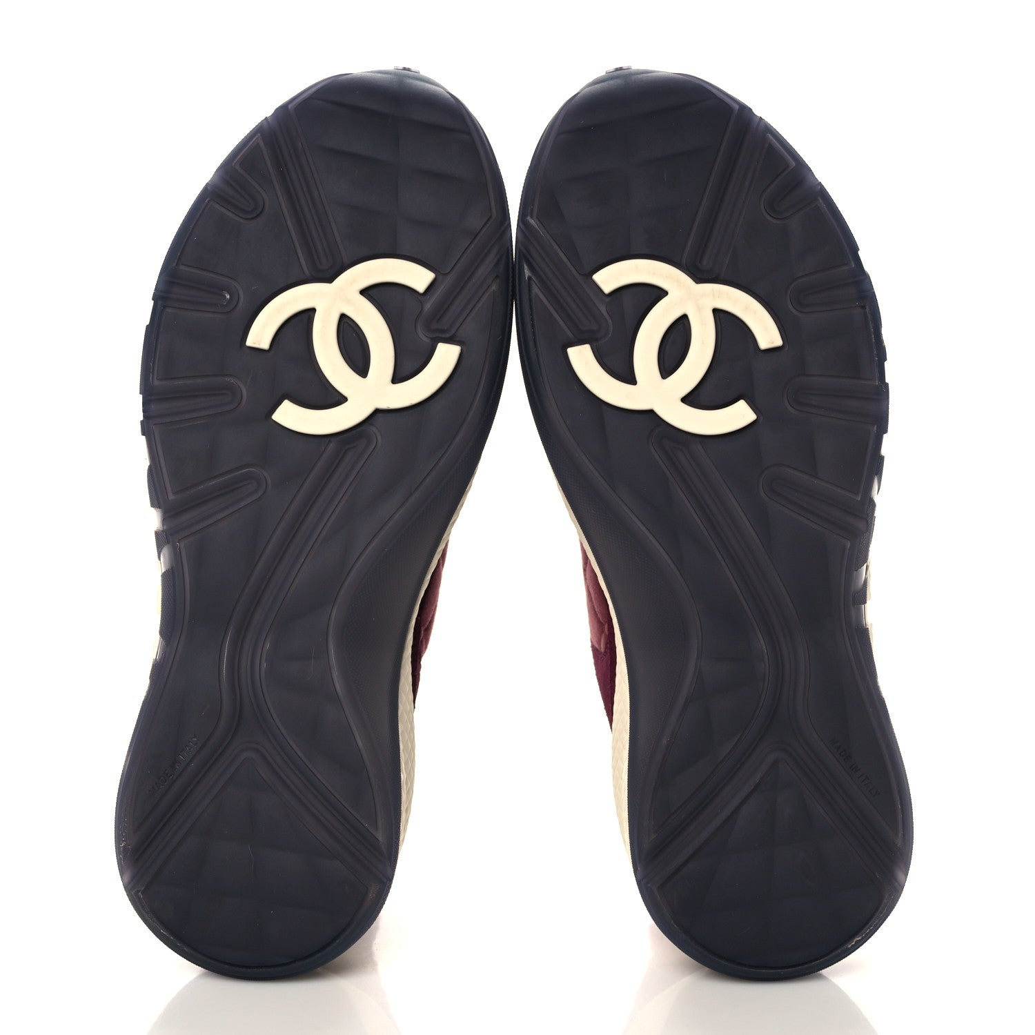 Chanel Tweed Suede Calfskin Grained Calfskin Womens CC Sneakers 39.5 Burgundy Black Silver 5 of 8