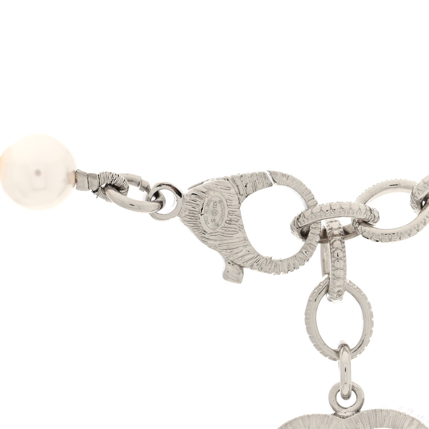 Pearl Crystal CC Choker Necklace Silver