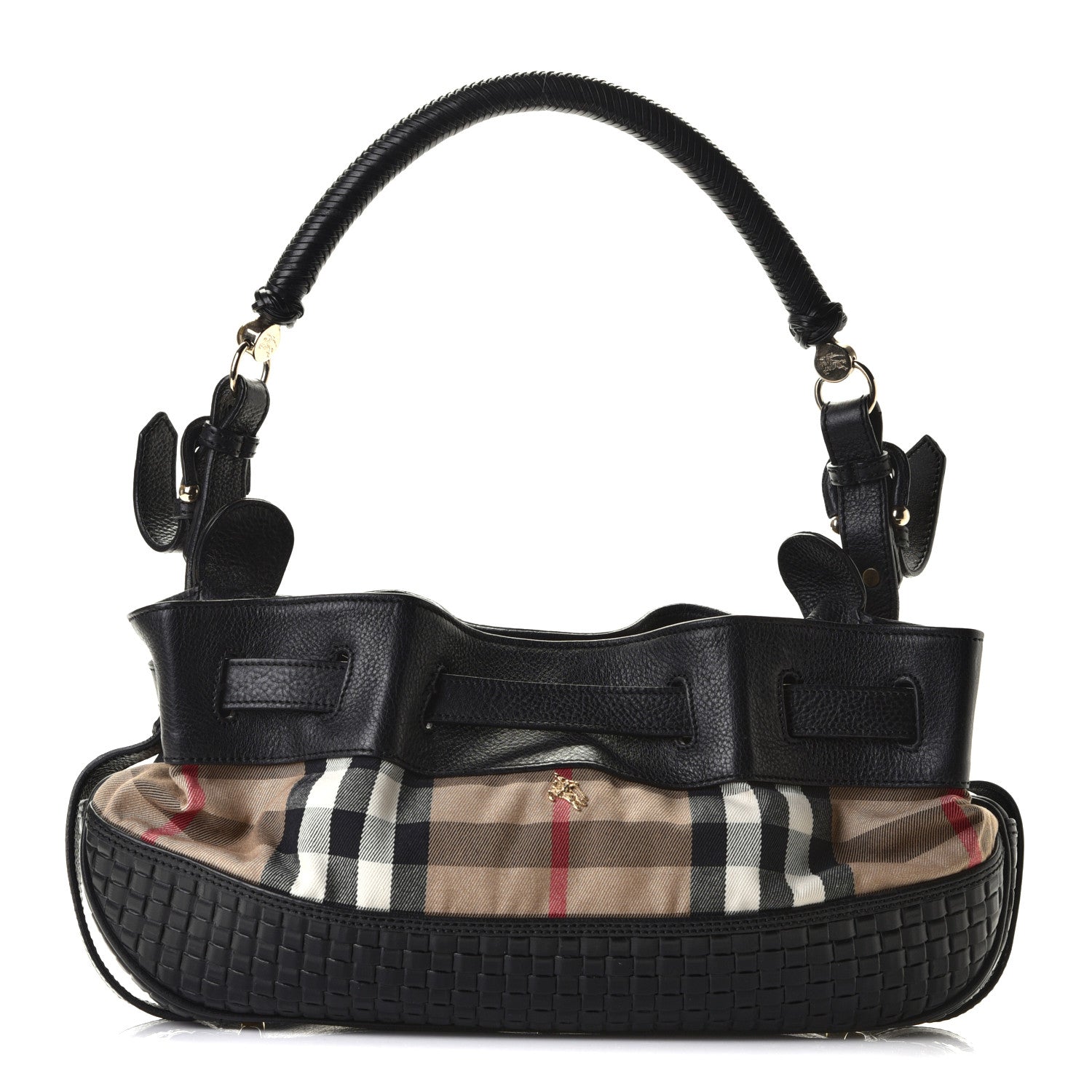 Burberry Grainy Calfskin House Check Margaret Bag Black 2 of 10