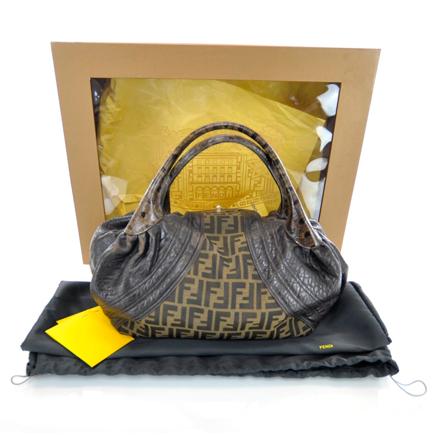 Fendi Zucca Nappa Nuvolata Vitello Tortuga Spy Tobacco Moro 3 of 11