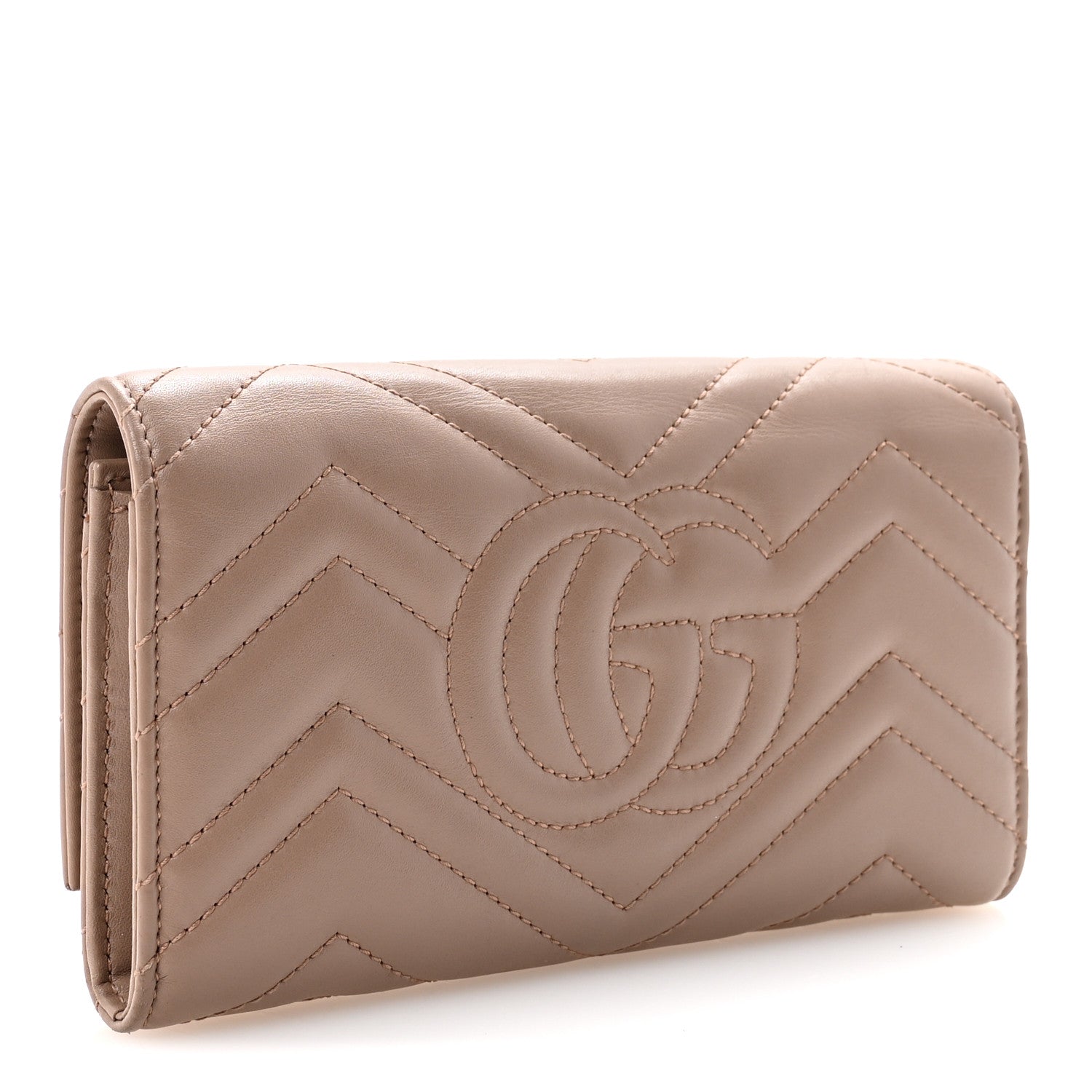 Gucci Calfskin Matelasse GG Marmont Continental Wallet Porcelain Rose 3 of 8