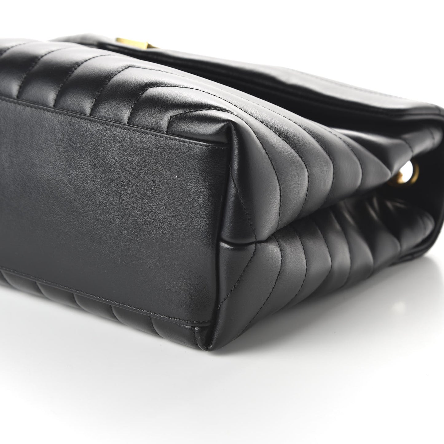 Calfskin Y Quilted Monogram Medium Loulou Chain Satchel Black