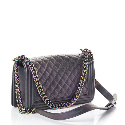 Chanel Iridescent Goatskin Quilted Medium Boy Flap Purple 2 of 9