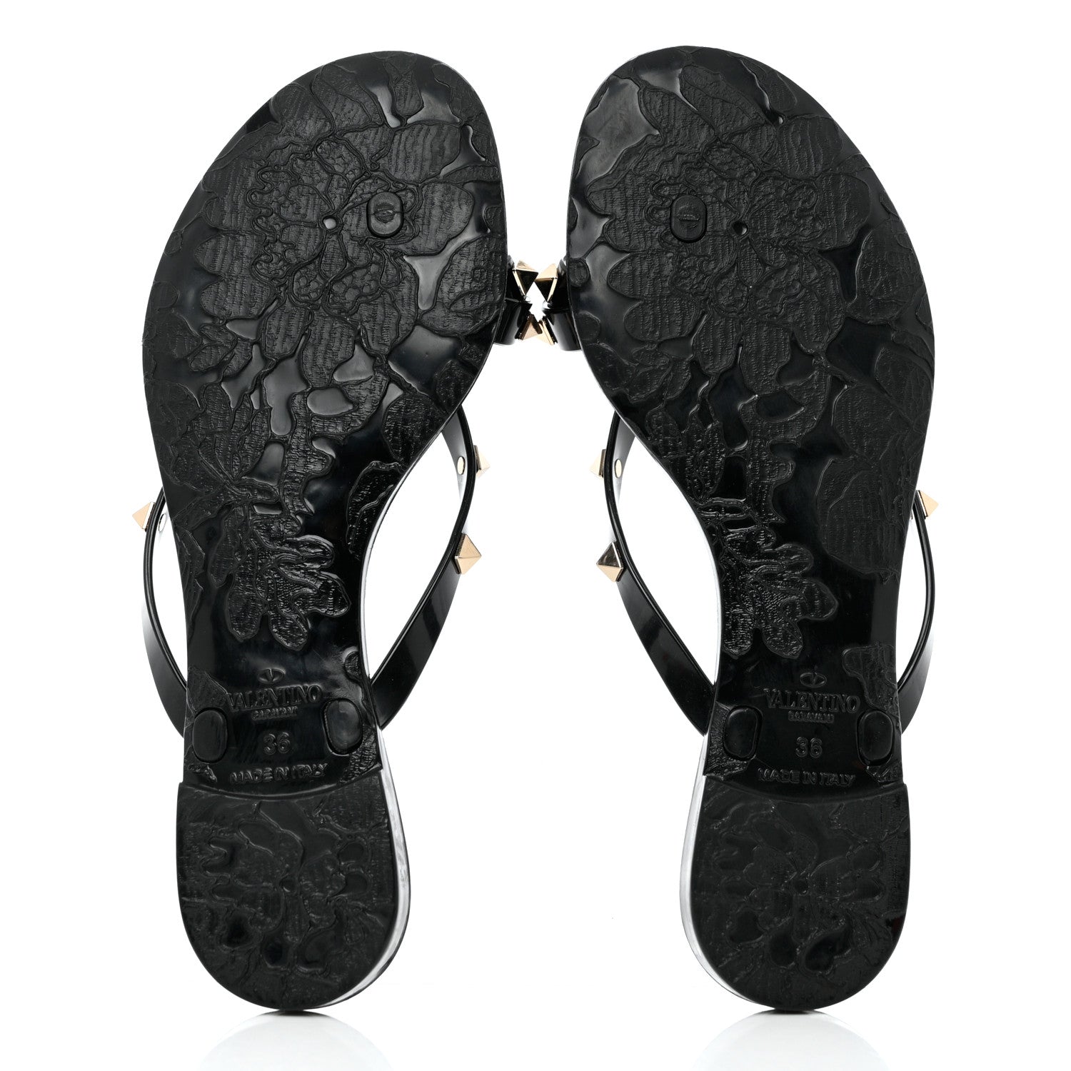 Valentino Garavani PVC Jelly Rockstud Bow Thong Sandals 36 Black 5 of 12