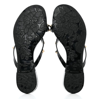 Valentino Garavani PVC Jelly Rockstud Bow Thong Sandals 36 Black 5 of 12