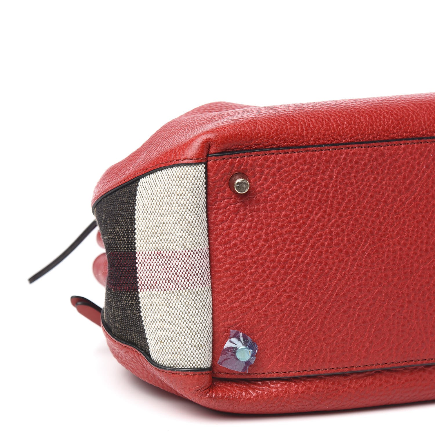 Burberry Grainy Calfskin House Check Small Maidstone Red 9 of 11