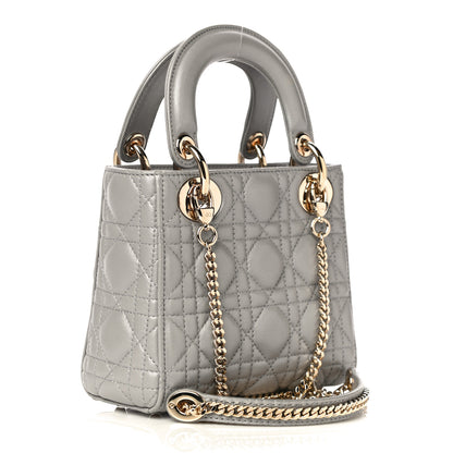 Christian Dior Metallic Lambskin Cannage Mini Lady Dior Grey 3 of 10