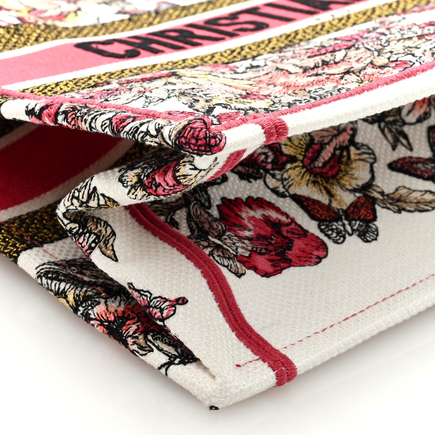 Christian Dior Canvas Embroidered Medium Butterfly Print Book Tote Multicolor 7 of 8