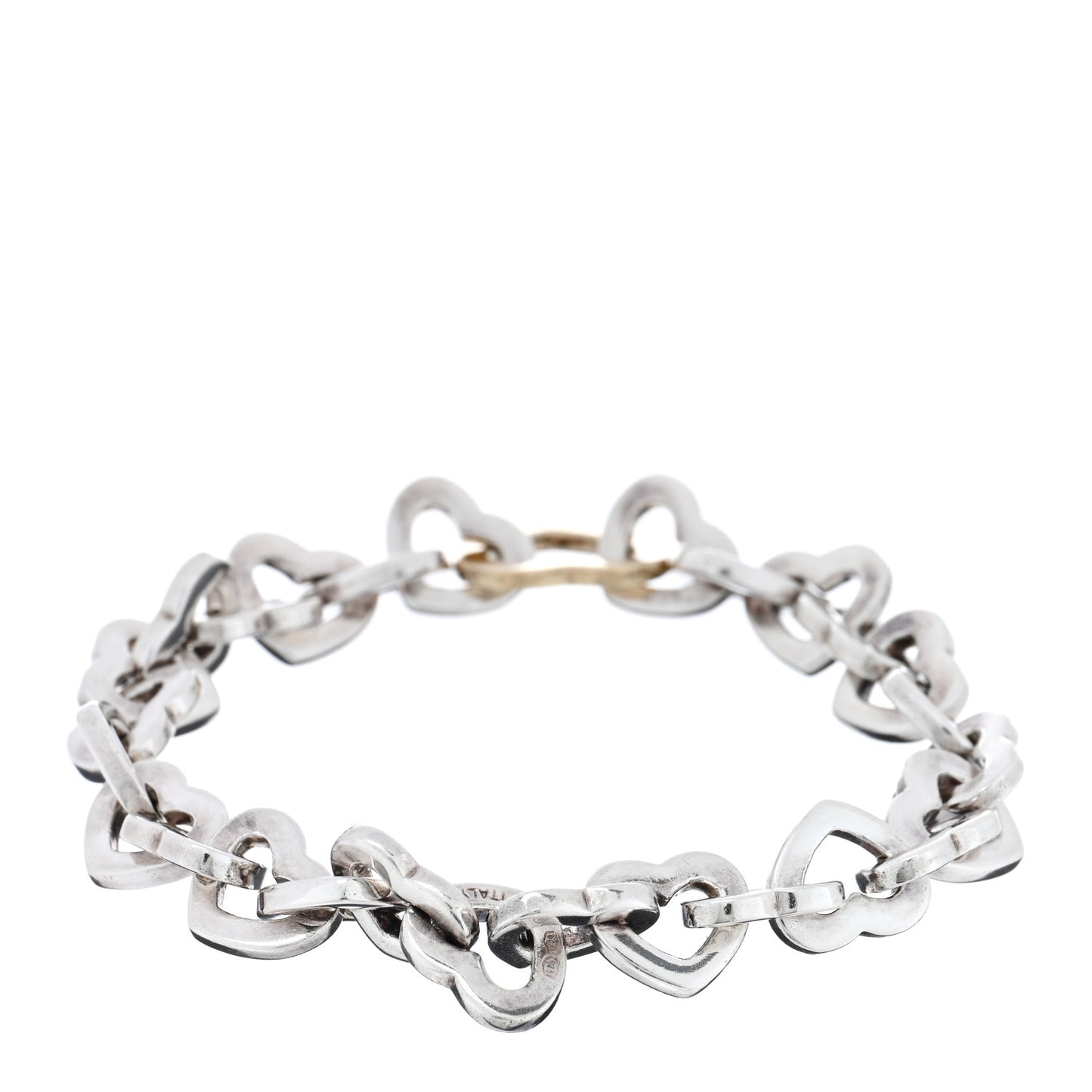 Sterling Silver 18K Yellow Gold Heart Links Bracelet