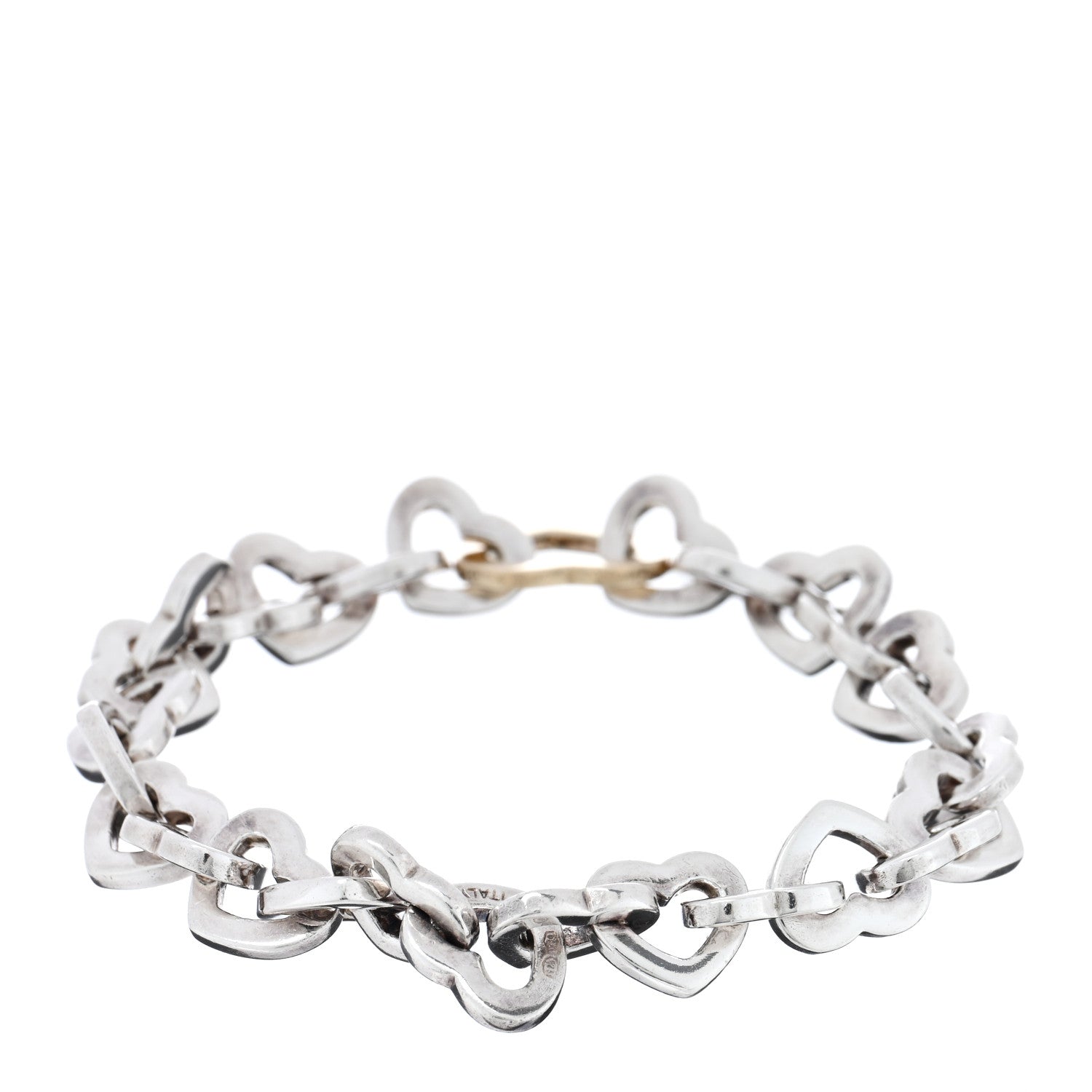 Tiffany Sterling Silver 18K Yellow Gold Heart Links Bracelet 2 of 3