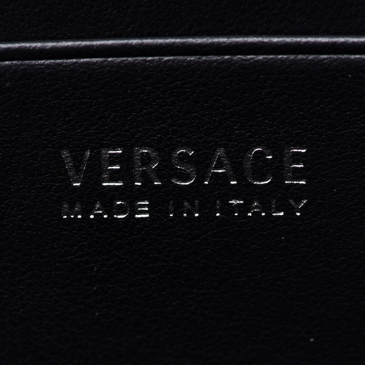 Calfskin Nylon La Medusa Zip Around Lanyard Wallet Black