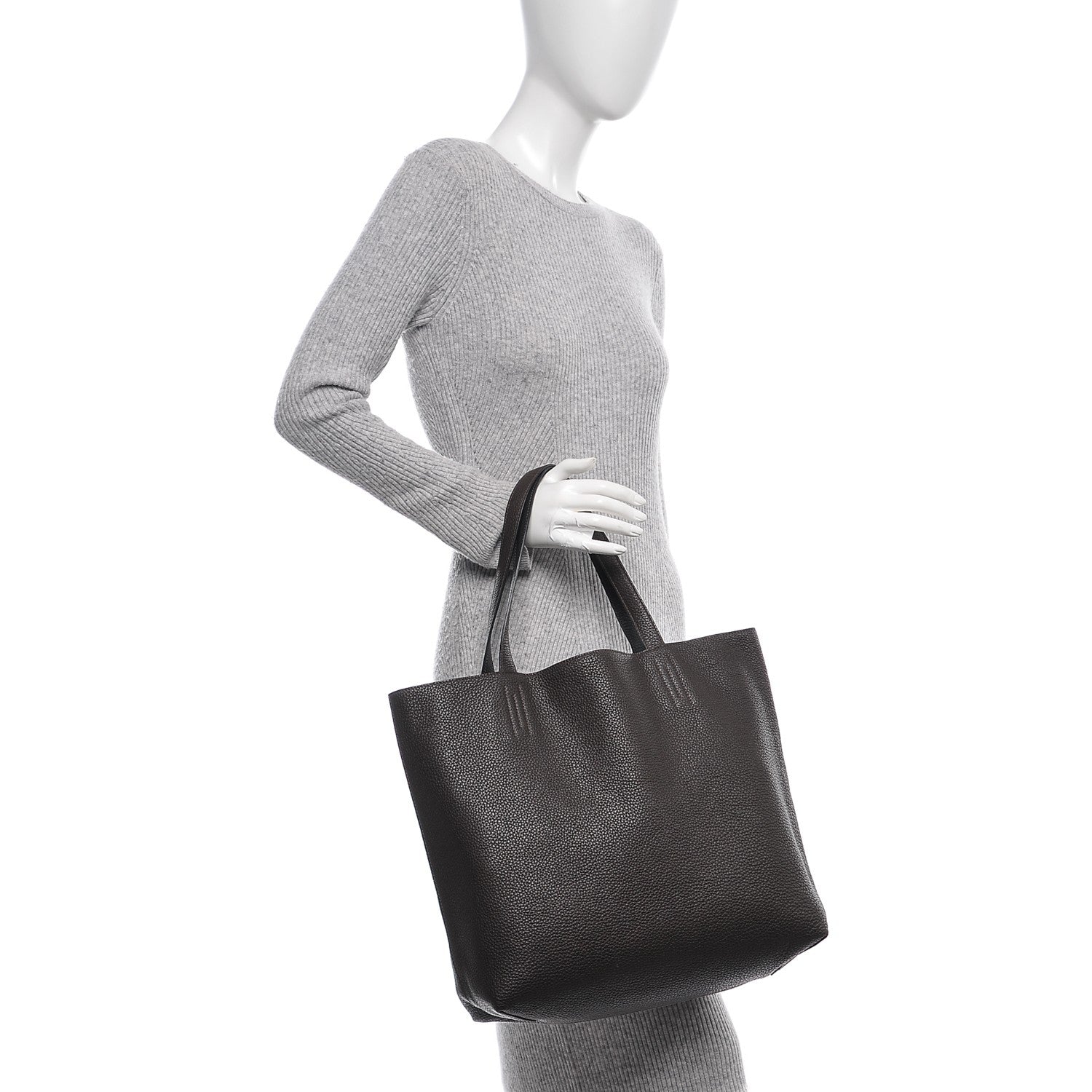 Hermes Taurillon Clemence Double Sens 45 Reversible Tote Black Ebene 2 of 7