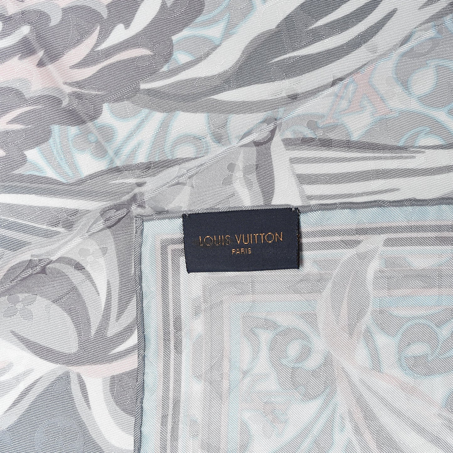 Silk Monogram LV Square Scarf Grey