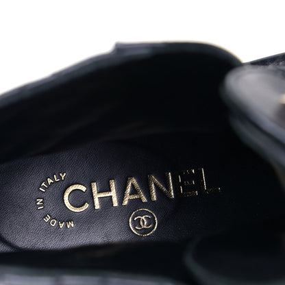 Chanel Shiny Goatskin Calfskin Quilted Lace Up Combat Boots 35 Black 5 of 5