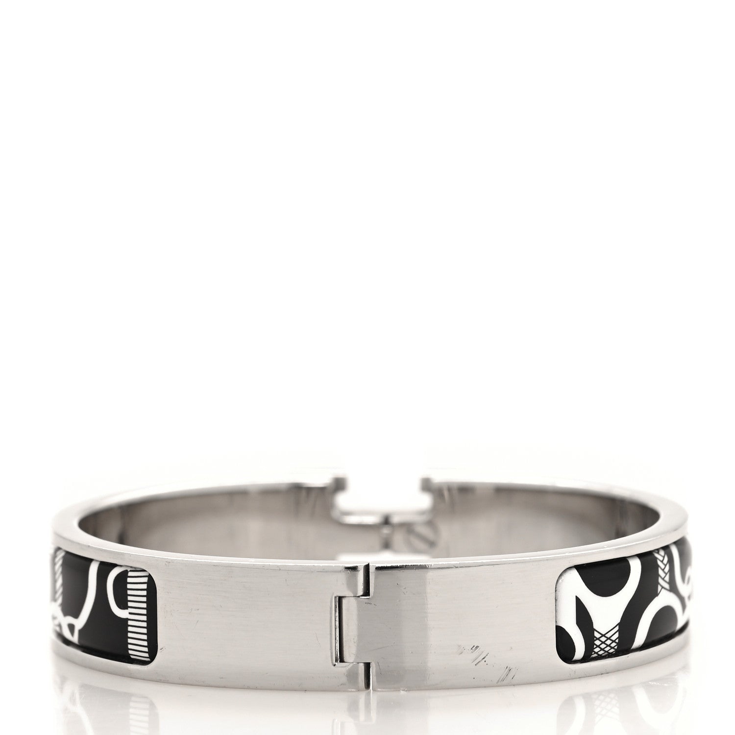 Hermes Enamel Printed Panoplie Equestre Narrow Clic Clac H Bracelet PM Positif Negatif 2 of 4