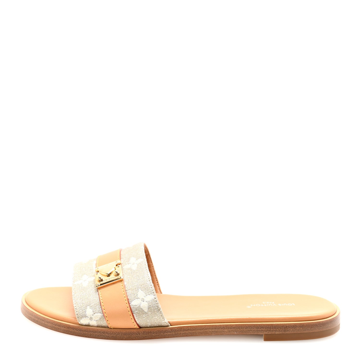 Louis Vuitton Monoglam Lock It Flat Mule 36.5 Gold 1 of 9