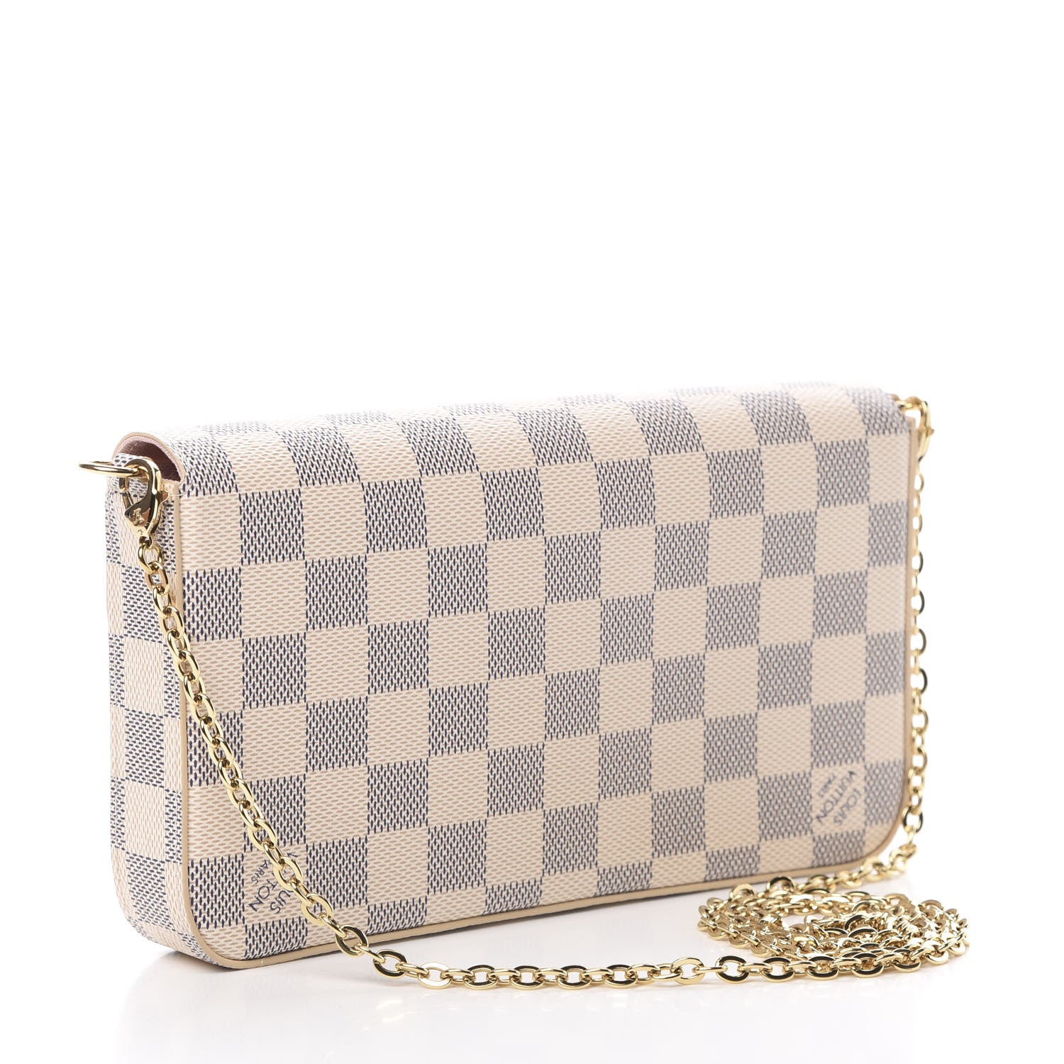 Louis Vuitton Damier Azur Pochette Felicie Chain Wallet Rose Ballerine 4 of 13
