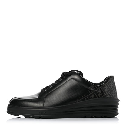 Fendi Vitello Spazzolato FF Mens Low-Top Sneakers 9 Asfalto Black 1 of 8