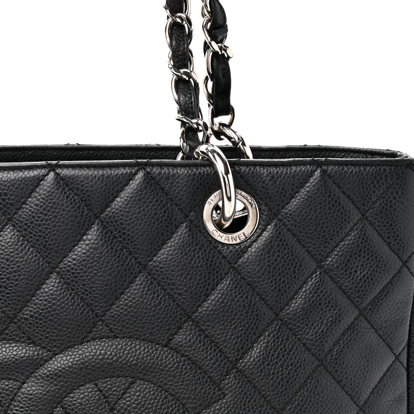 Caviar Quilted Grand Shopping Tote GST Black