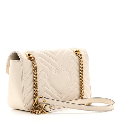 Gucci Calfskin Matelasse Small GG Marmont Shoulder Bag White 3 of 11