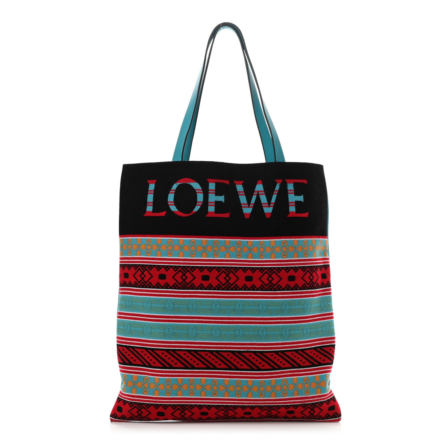 Knit Jacquard Vertical Logo Tote Multicolor