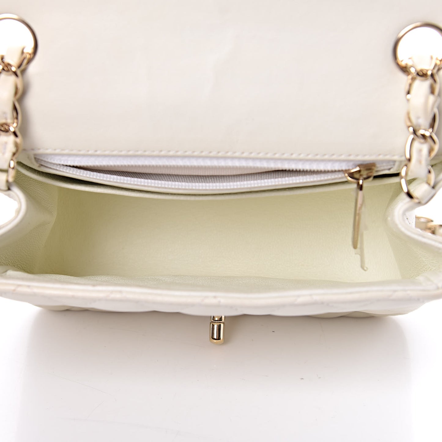 Lambskin Quilted Mini Square Flap White