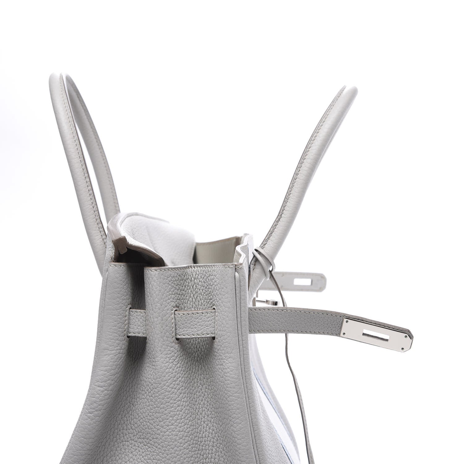 Hermes Taurillon Clemence Lizard Club Birkin 35 Gris Perle White Mykonos 12 of 31